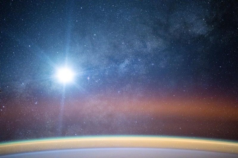 The Milky Way over Earth's horizon